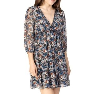 NWT Speechless Size Medium Navy & Rust Floral Sheer With Slip Dress!!